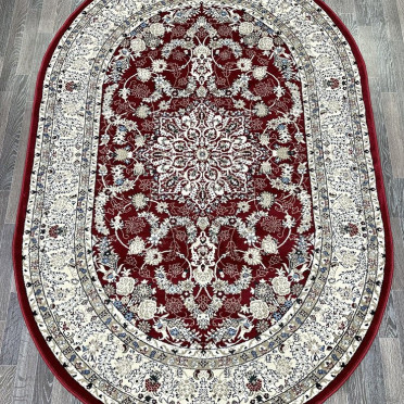 Ковер турецкий L050A Madison (PP Heatset Высокоплотный, красный) овальный