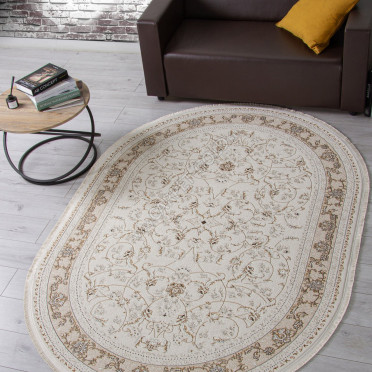Ковер M101B - CREAM / CREAM - Овал - коллекция ZARINA