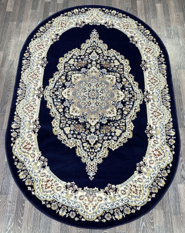 Ковер турецкий L044A Madison (PP Heatset Высокоплотный, синий) овальный