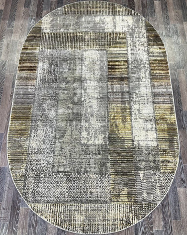 Ковер турецкий A2420A Lisa овальный (Полиэстер хит-сет, бежевый, серый)