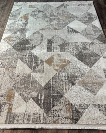 Турецкий ковер Atlantik Hali Deco 10128A (Полиэстер, бежевый, серый)