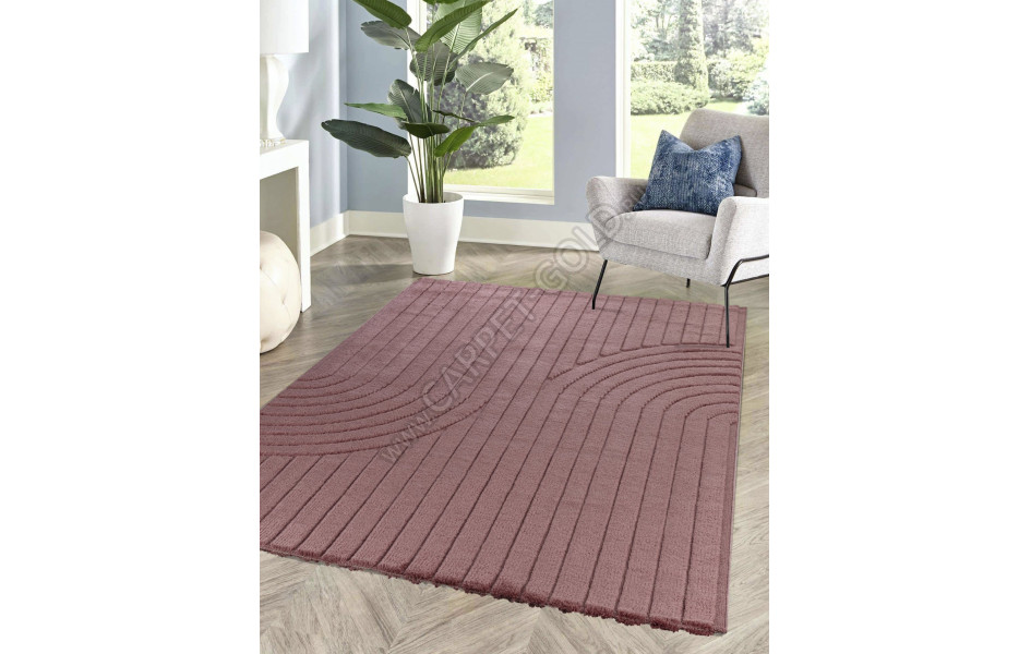 Рельефный турецкий ковер Sofia 0E421A темно-розовый